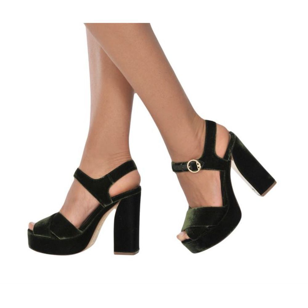 Tory Burch Loretta Velvet Platform Sandal Heels Y2K